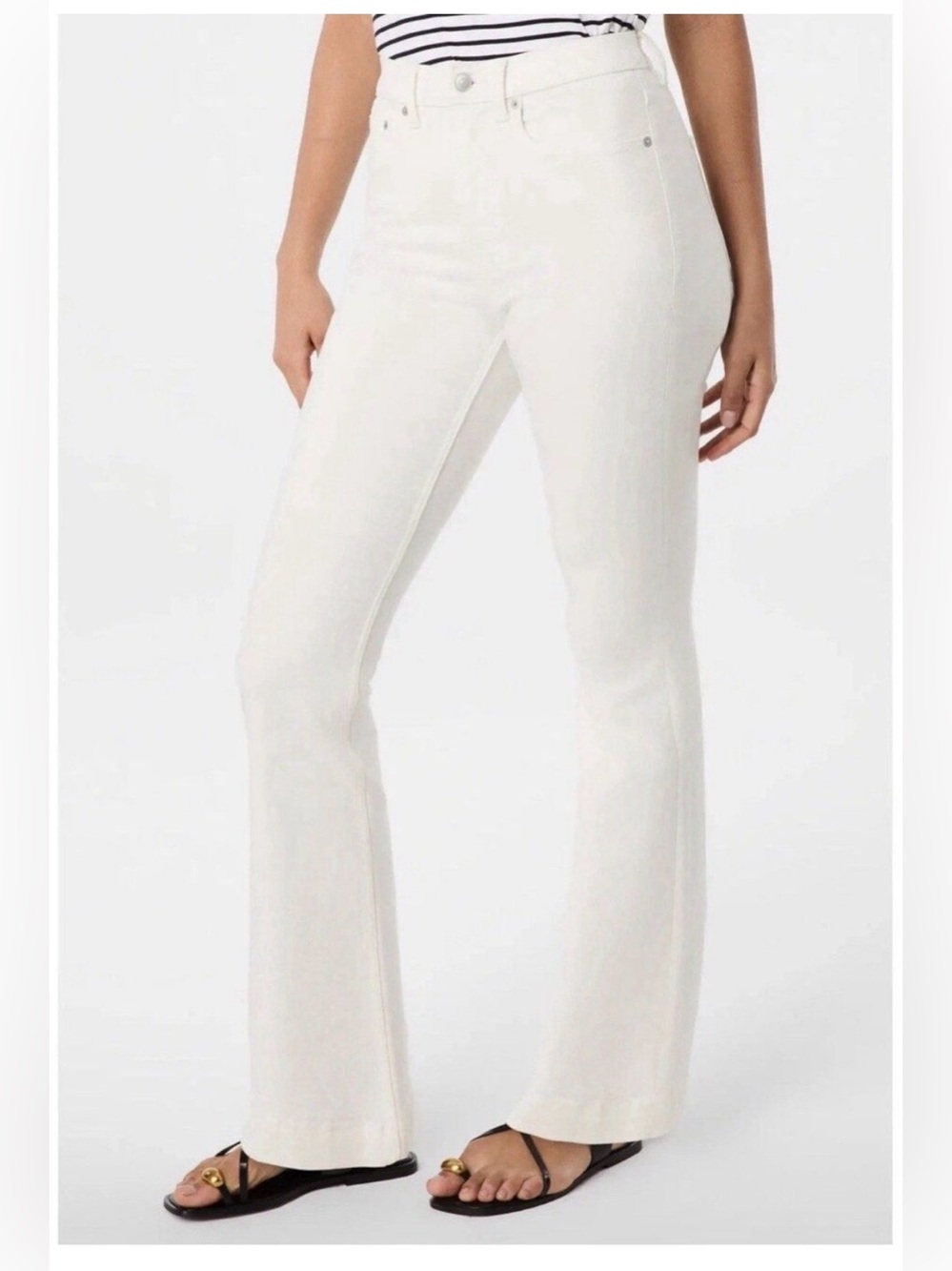 SPANX White High-Rise Flare Wide-Leg Jeans